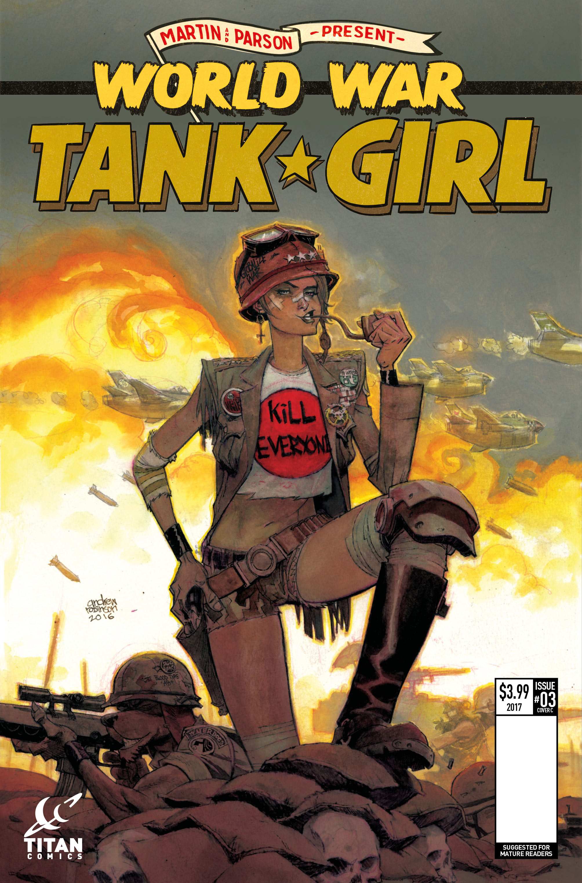 FEB171949 TANK GIRL WORLD WAR TANK GIRL 3 (OF 4) CVR C ROBINSON (MR