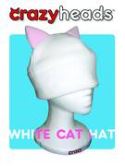 CRAZY HEADS CAT HAT WHITE ADULT LG