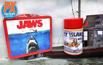 Celebrate Like it's the Summer of '75 with the New PREVIEWS Exclusive Jaws Tin Titans Lunchbox Set