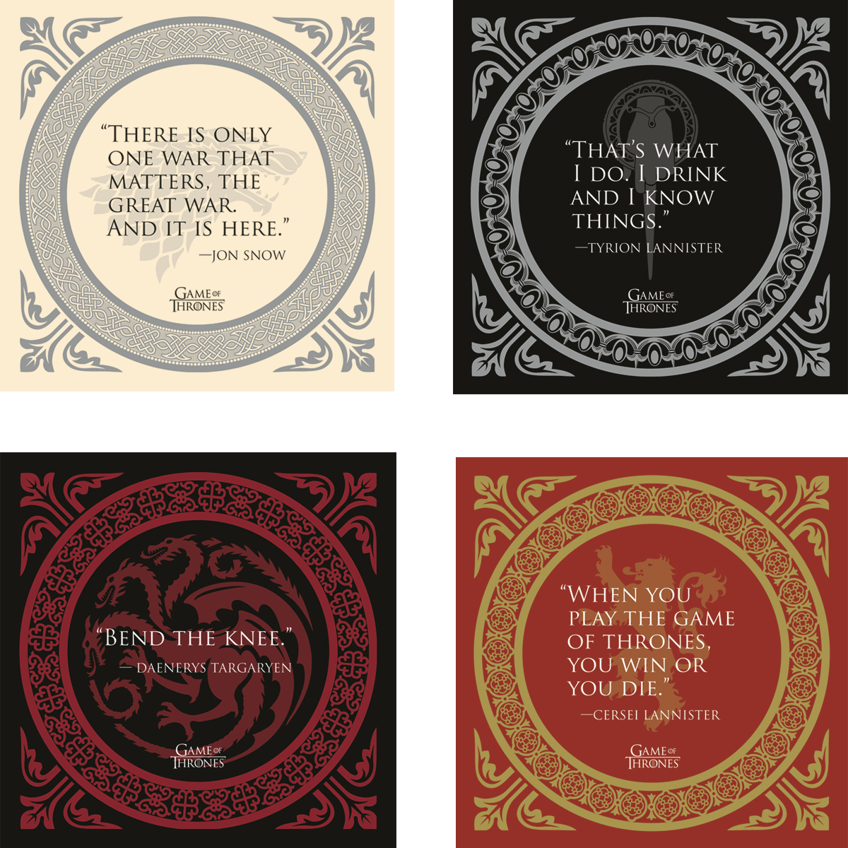 Mar180112 Game Of Thrones Quotes Coaster Set Previews World