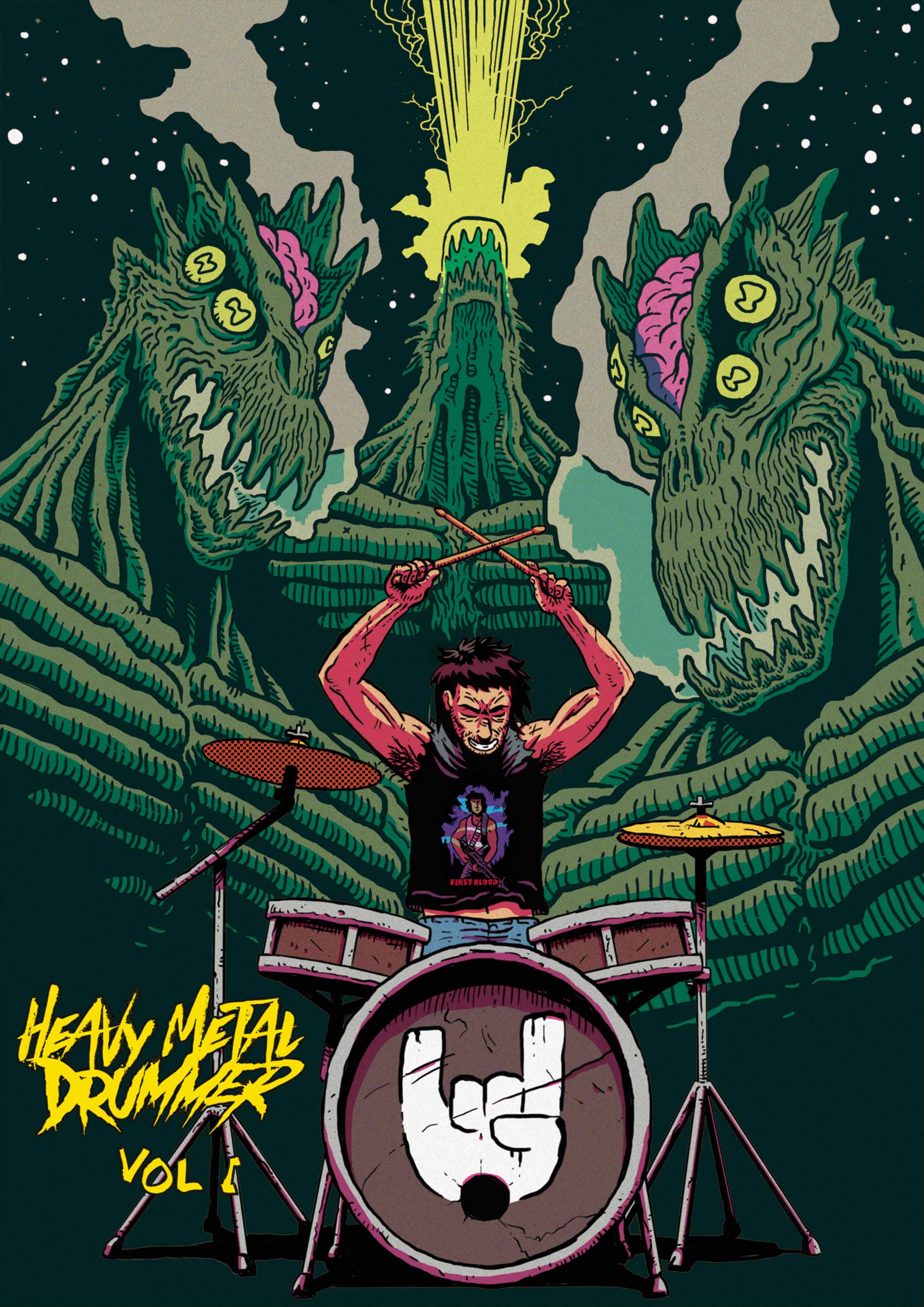 Heavy metal drummer comic
