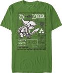 LEGEND OF ZELDA LINK CHART KELLY GREEN T/S LG