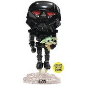 POP STAR WARS DARK TROOPER W/GROGU GITD VINYL FIG