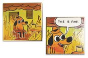 KC GREEN THIS IS FINE 2PC PIN SET