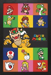 SUPER MARIO 2D FRIENDS & FOES FRAMED PRINT