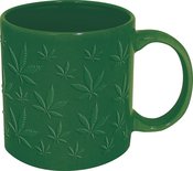 STONERWARE EMBOSSED WEED LEAF PATTERN CERAMIC 18OZ MUG