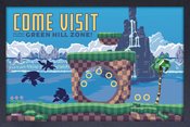 SONIC VISIT GREEN HILL ZONE 11X17 FRAMED POSTER