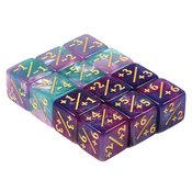 POSITIVE/NEGATIVE DICE COUNTERS CYAN/PURPLE 12PC SET  (