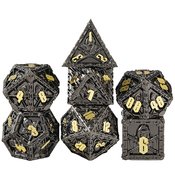 METAL & ENAMEL DICE REAPER BLACK & GOLD 7PC SET