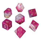GEMSTONE DICE NATURAL PINK AGATE 7PC SET
