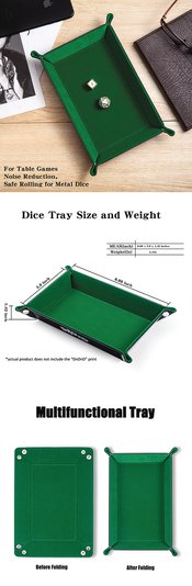 GREEN RECTANGLE FOLDING DICE TRAY