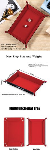 RED RECTANGLE FOLDING DICE TRAY