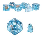 GLASS DICE FROSTED WHITE ZIRCON 7PC SET