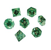 GLASS DICE EMERALD ZIRCON 7PC SET