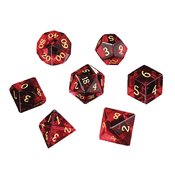 GLASS DICE RUBY ZIRCON 7PC SET