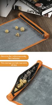 ROLL UP BROWN LEATHERETTE DICE MAT