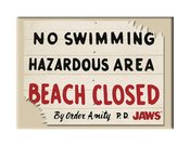 JAWS BEACH CLOSED 2 1/2IN X 3 1/2IN FLAT MAGNET