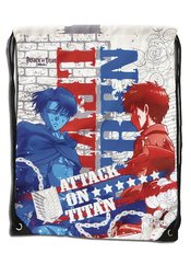 ATTACK ON TITAN LEVI EREN WHITE DRAWSTRING BAG