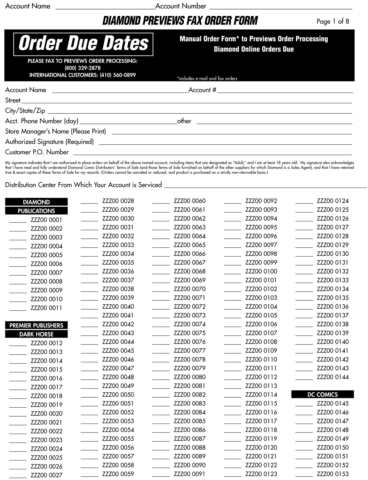 FEB110008 - PREVIEWS #271 APRIL 2011 FAX ORDER FORM (LIMIT 1