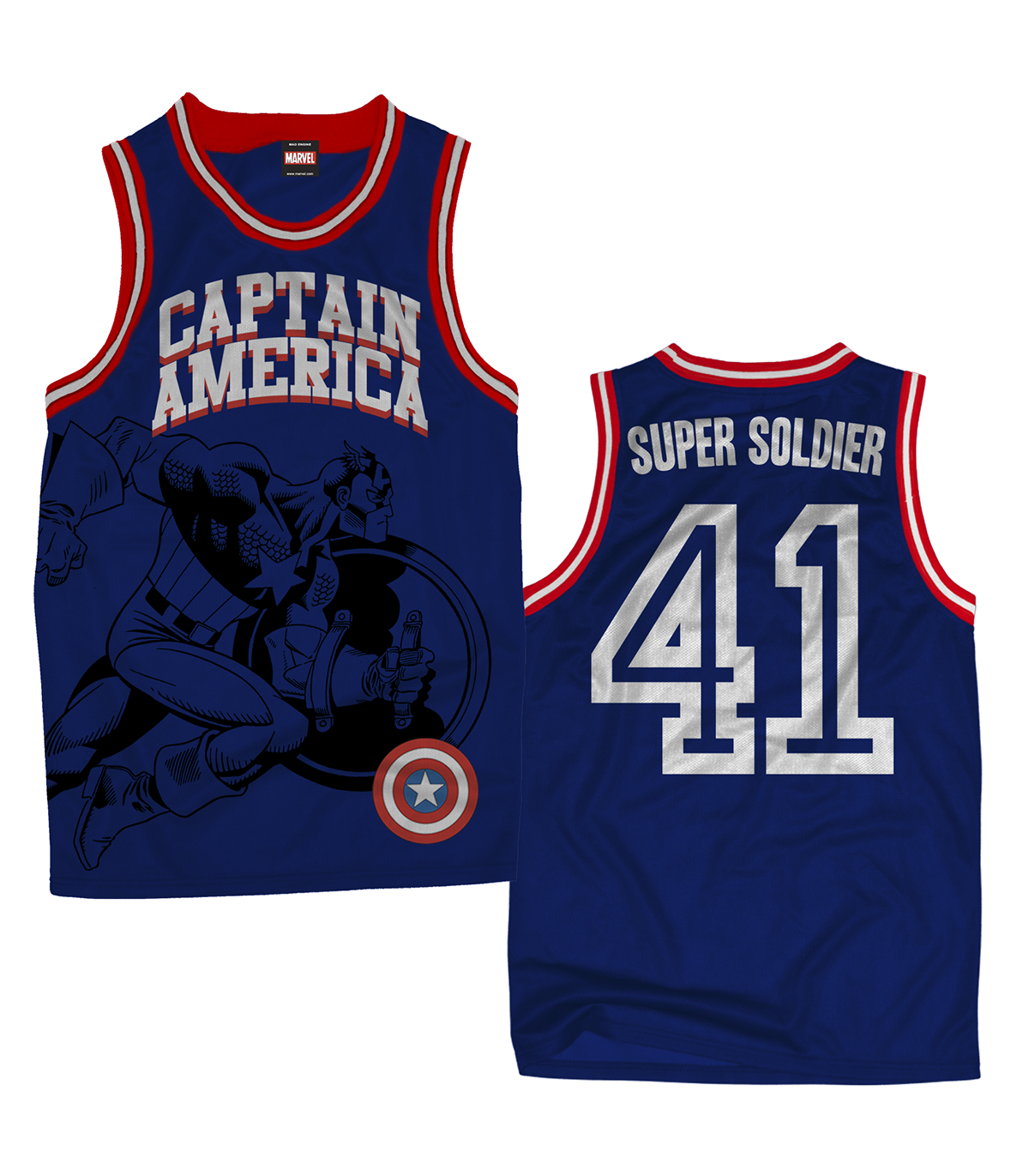 APR141796 CAPTAIN AMERICA WE ARE 1 BASKETBALL JERSEY XXL Previews