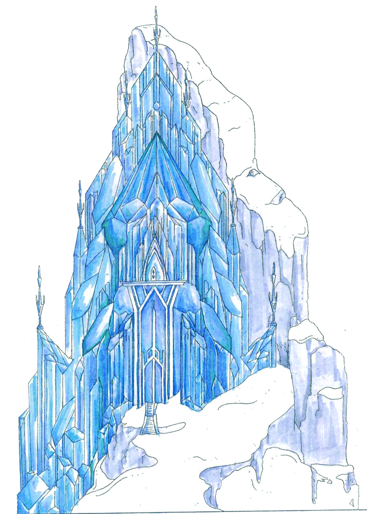 Как называется большой ледяной дворец снежной королевы. Ледяной дворец Эльзы. Ледяной трон снежной королевы. Холодное сердце замок Эльзы.