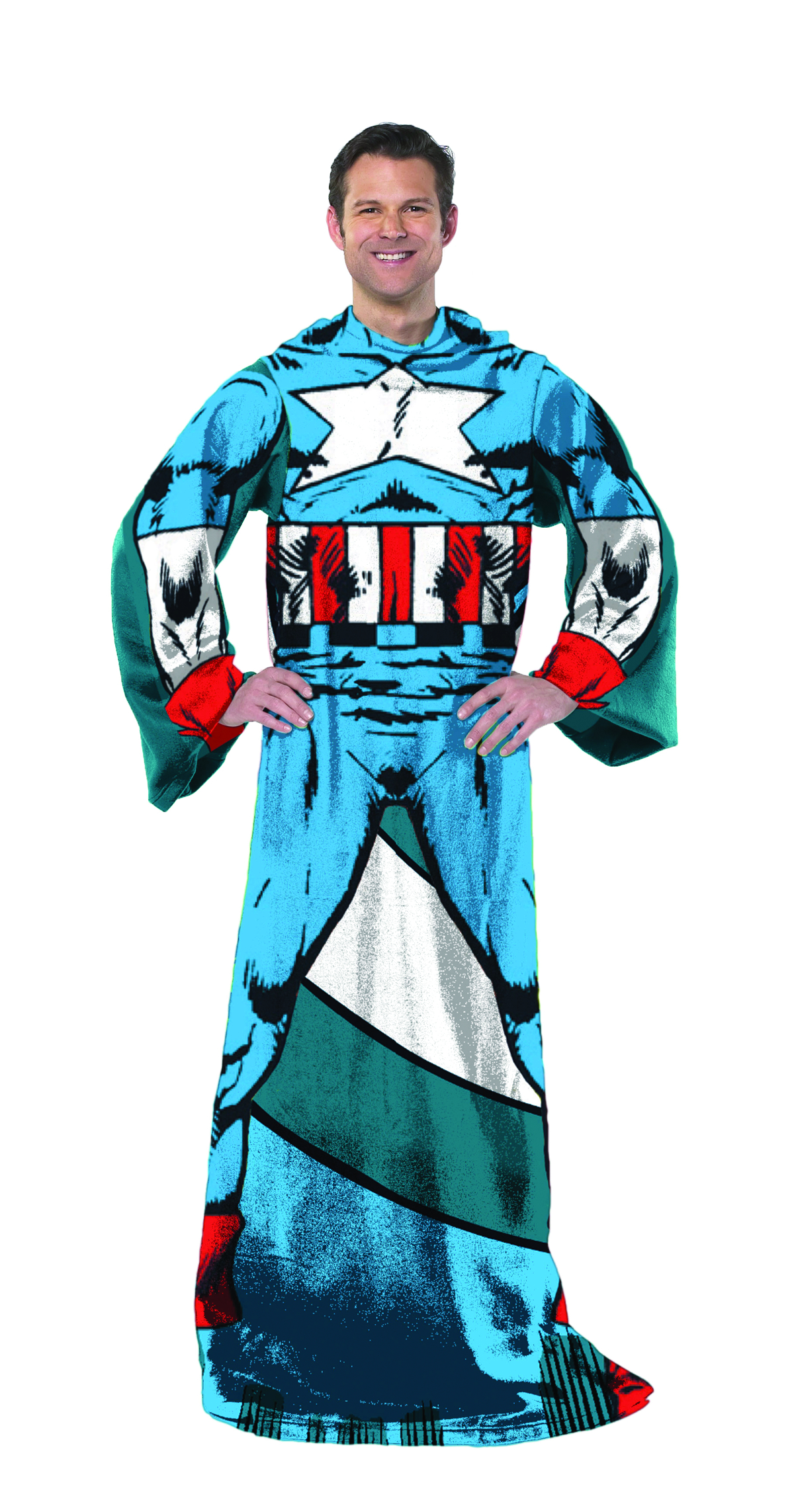 NOV142686 CAPTAIN AMERICA COMFY THROW FLEECE BLANKET W/SLEEVES