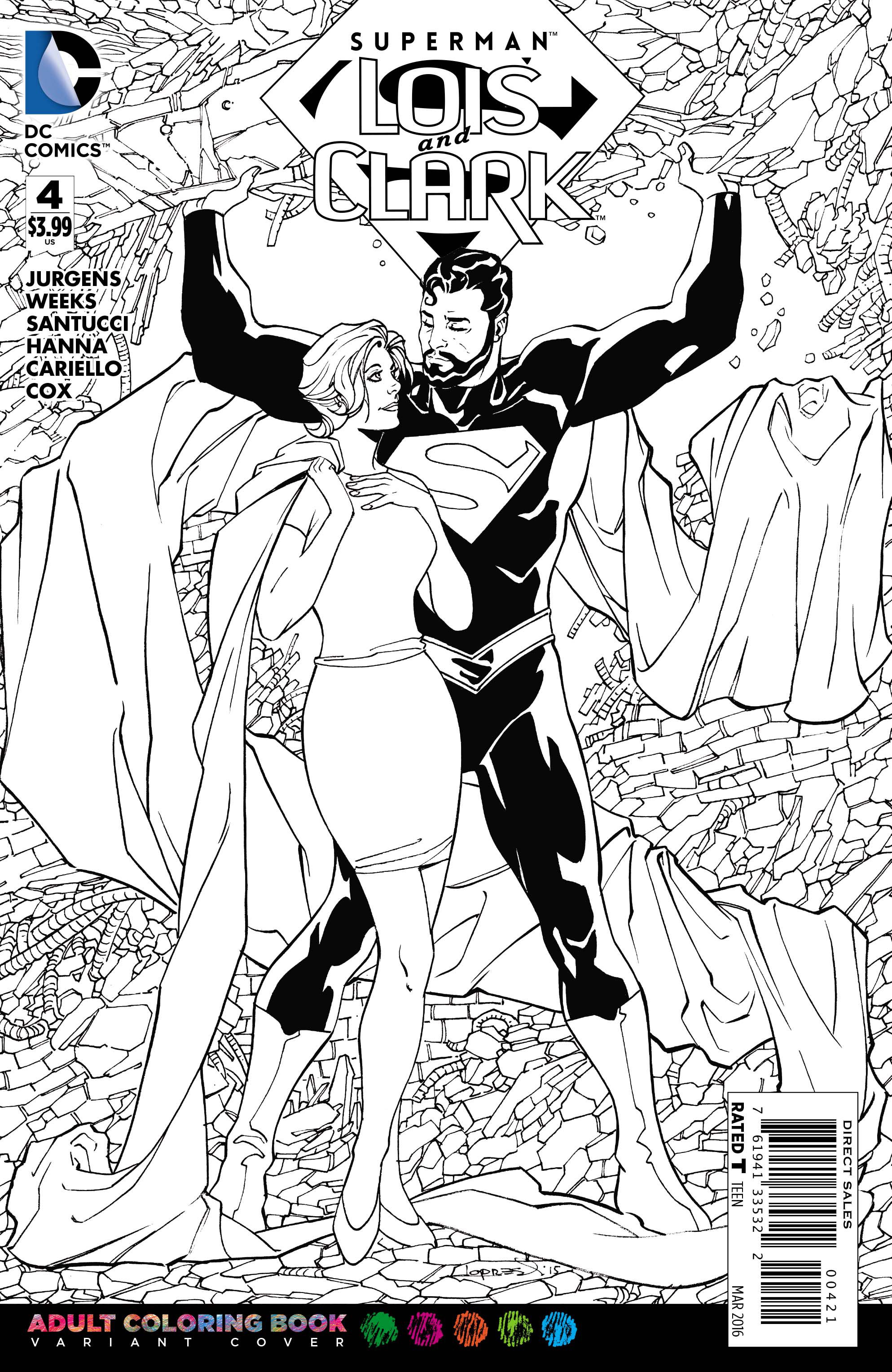 NOV150218 - SUPERMAN LOIS AND CLARK #4 ADULT COLORING BOOK VAR ED