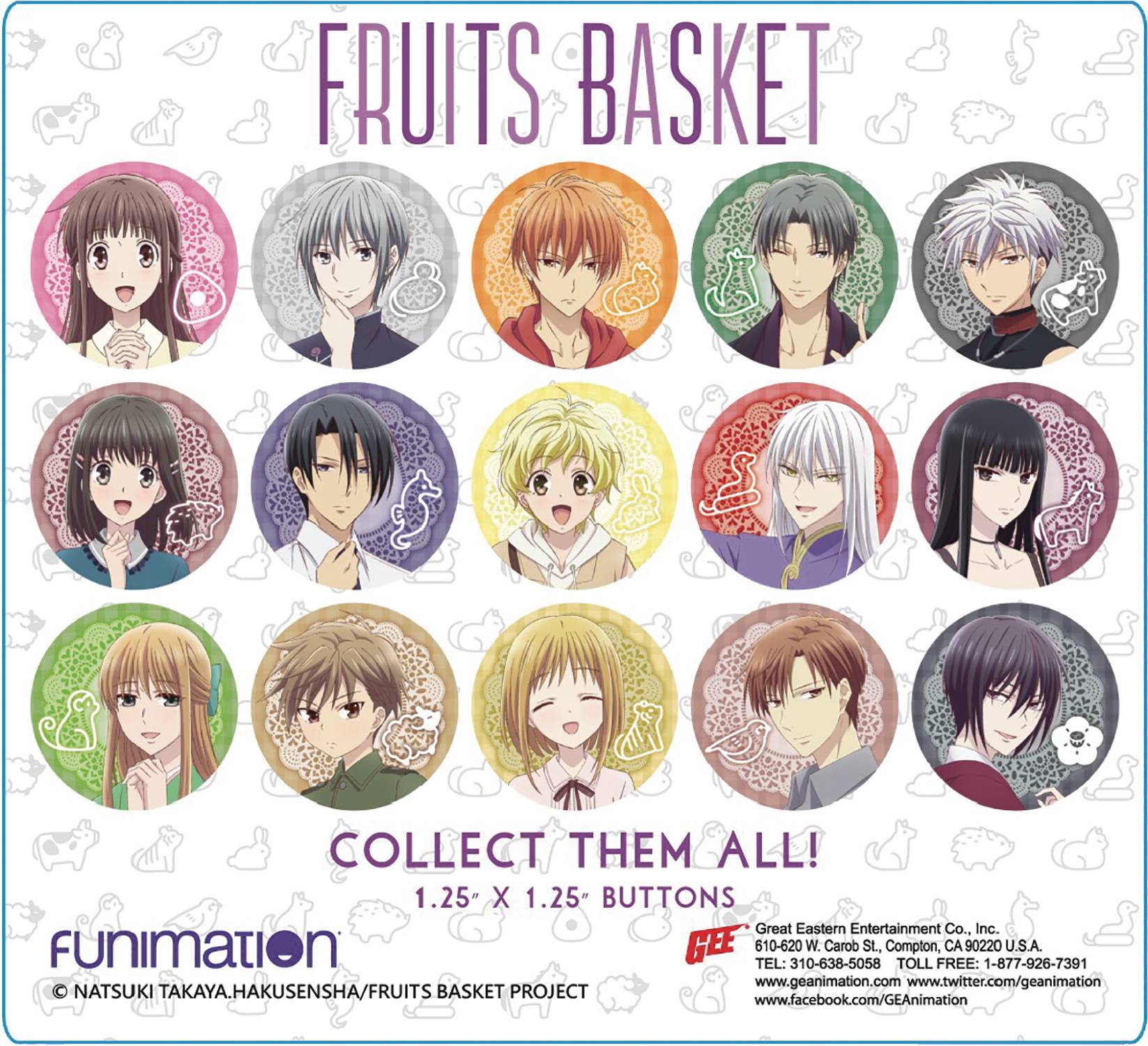 MAR228155 FRUITS BASKET 2019 CAST 220PC 1.25IN BUTTON BMB DS