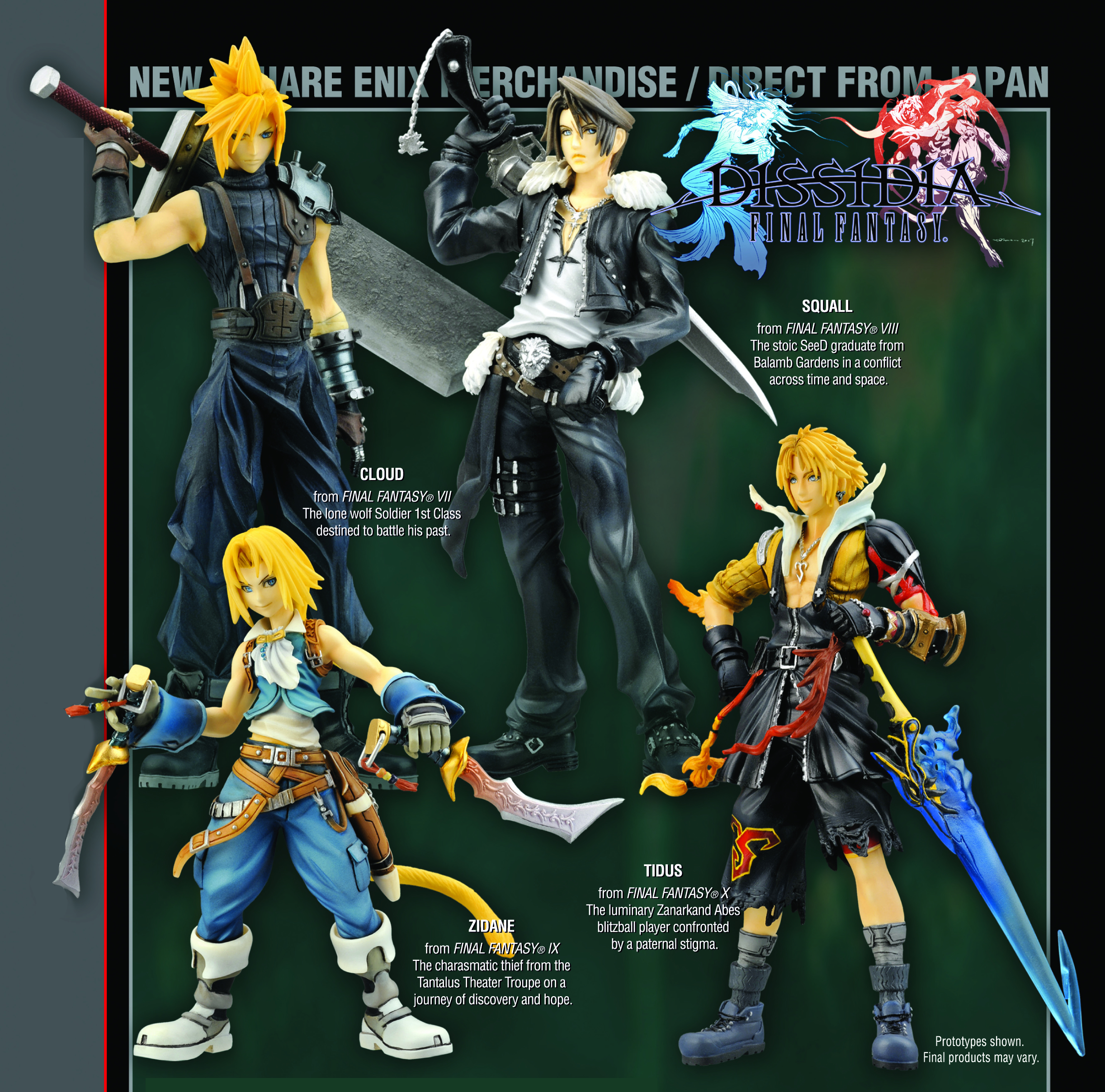 5pcs Final Fantasy Cloud Strife Zidane Tribal Tidus Eclair Farron Figure NB 