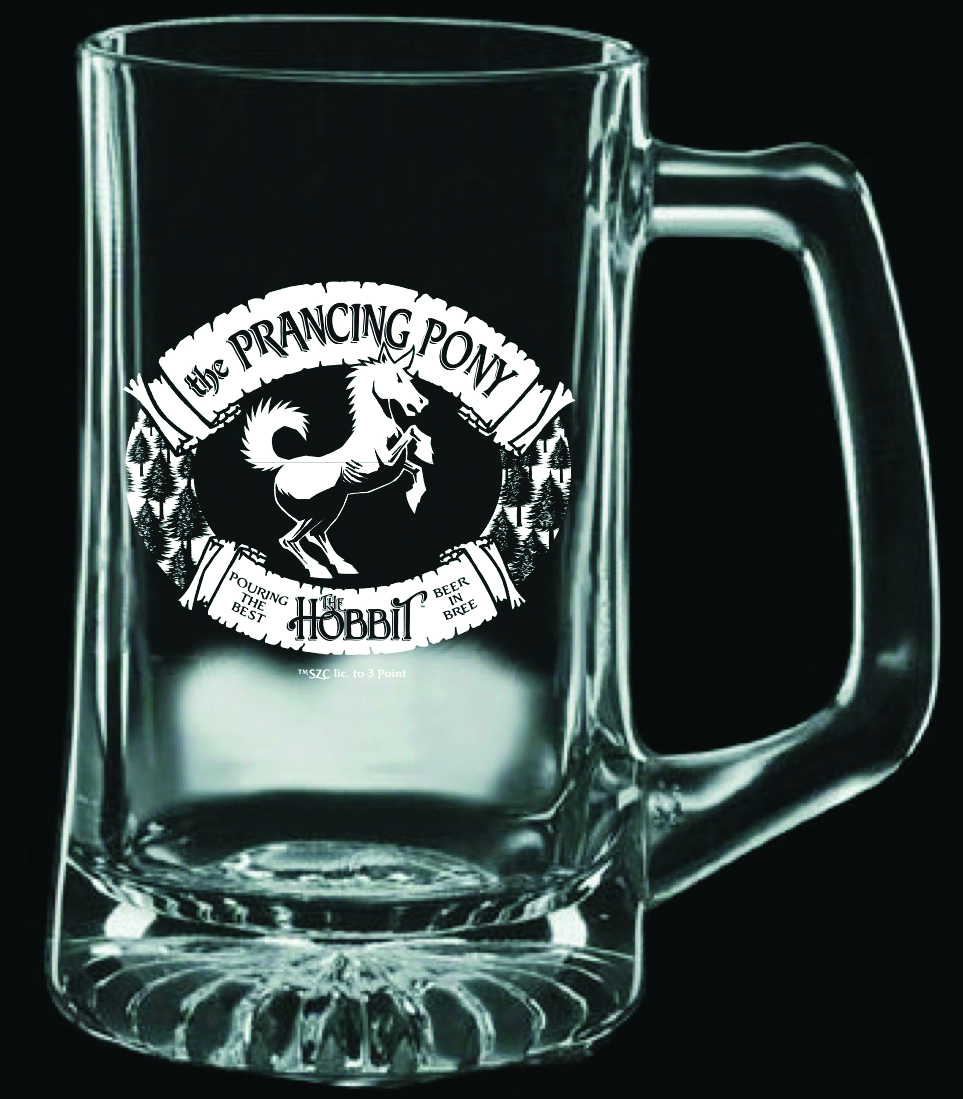 OFFICIAL LORD OF THE RINGS PRANCING PONY METAL LOGO BEER GLASS TANKARD STEIN 