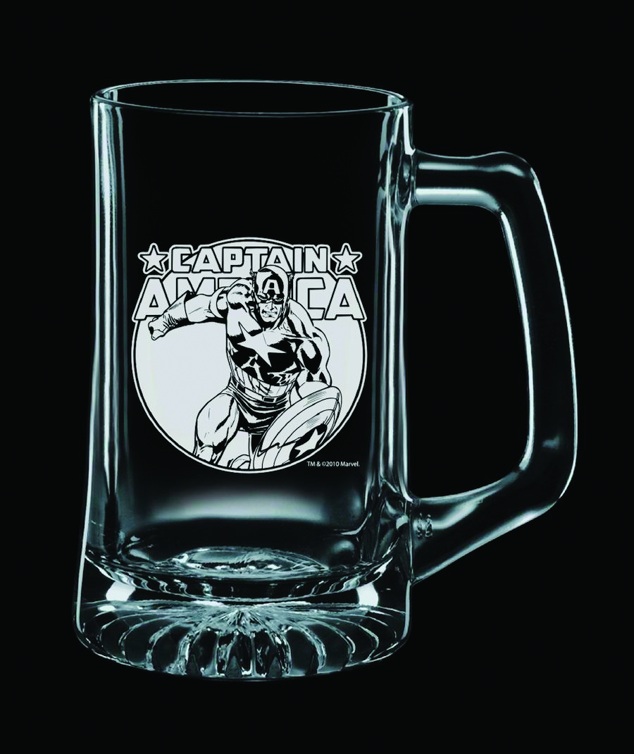 Captain America etched Pilsner glass