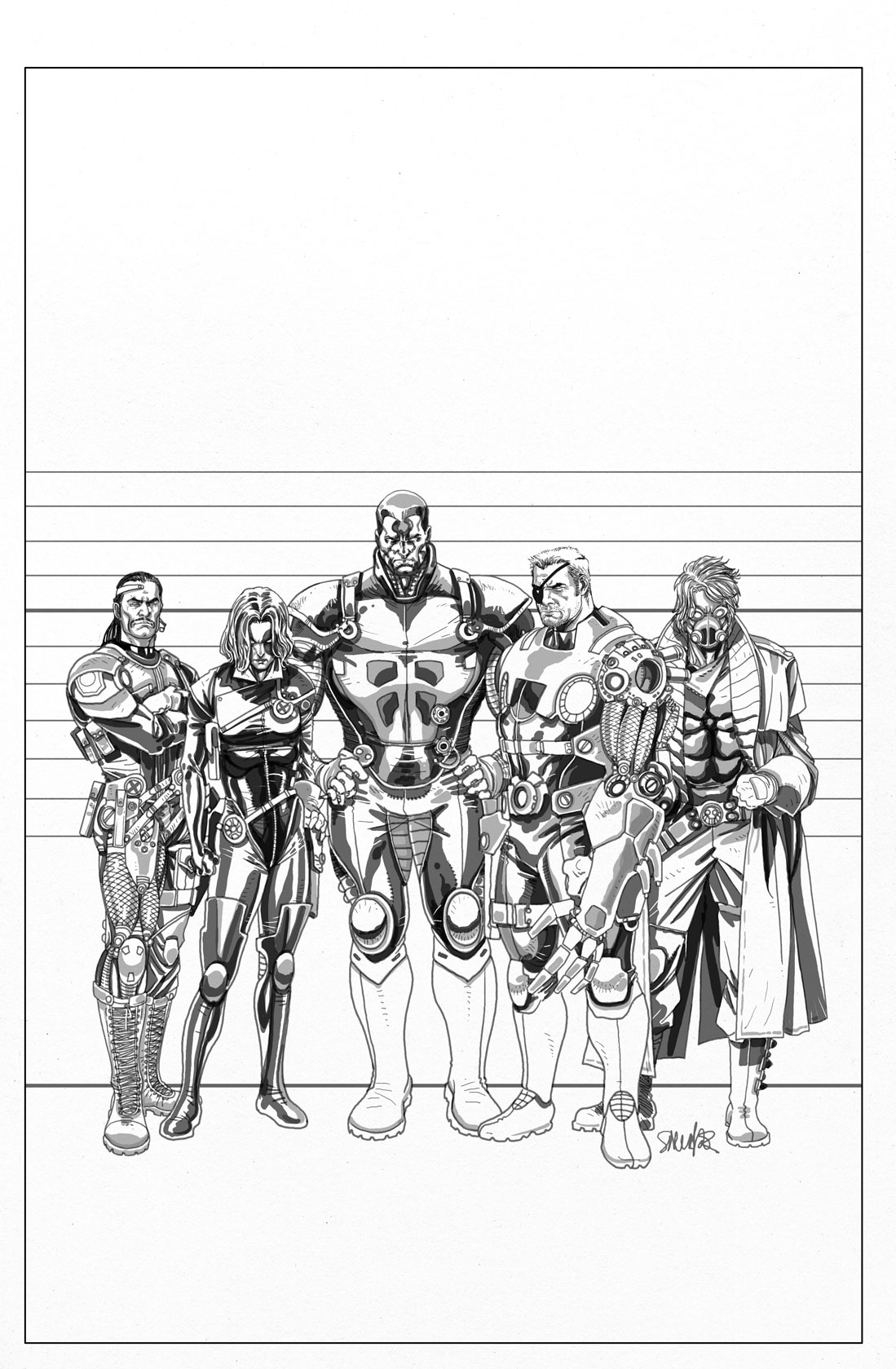 CABLE AND X-FORCE #1 LARROCA DESIGN SKETCH VAR NOW