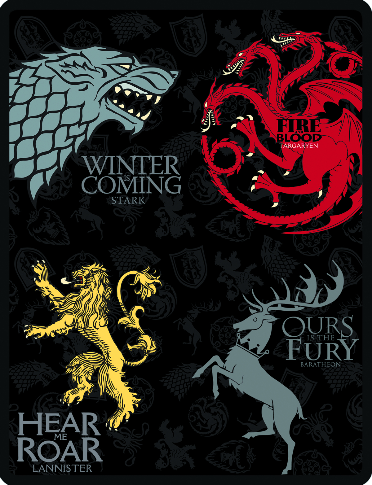 game of thrones house crests