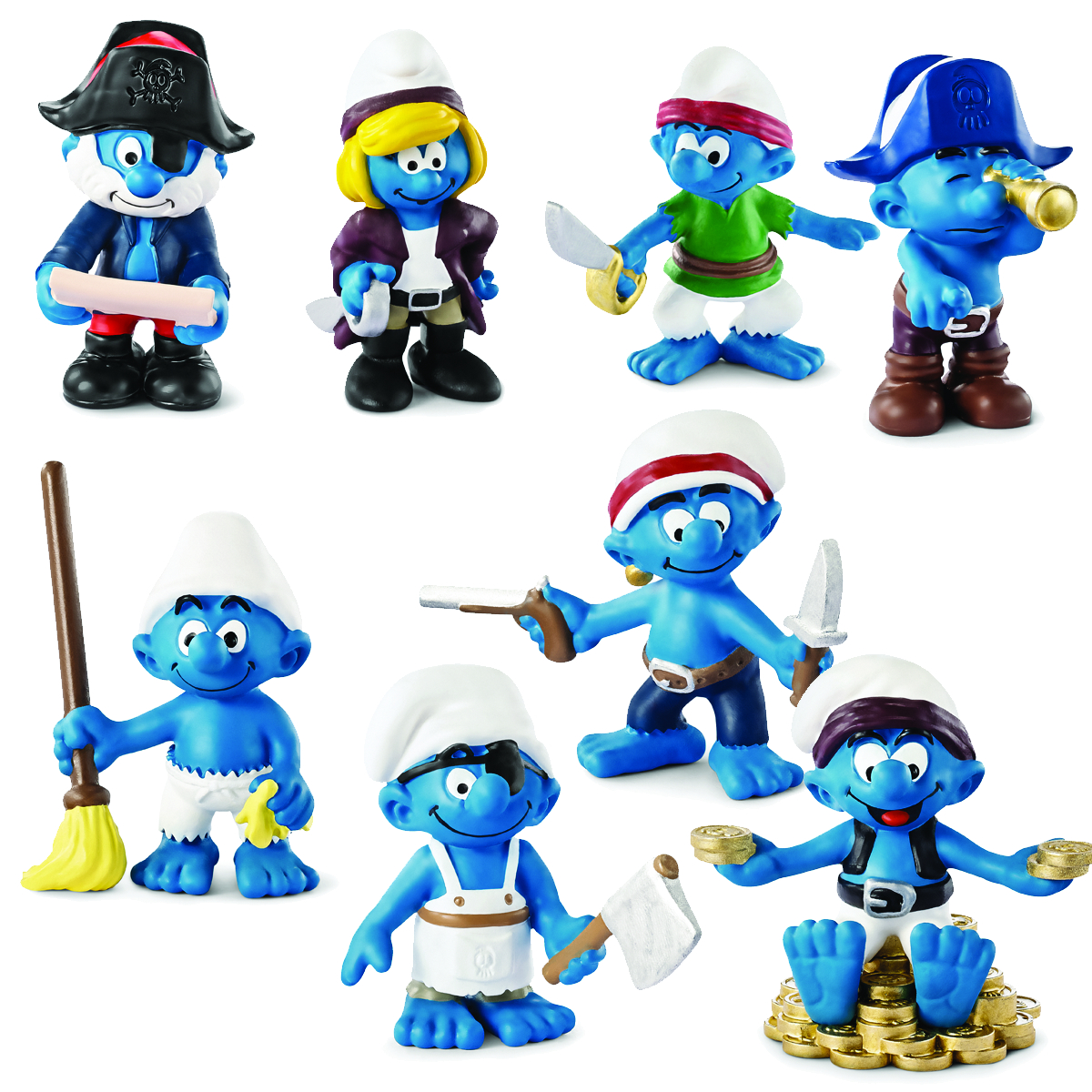 20760 Papa Smurf Pirate Captain Figurine from 2014 Pirate Set NEW Plastic Figure 