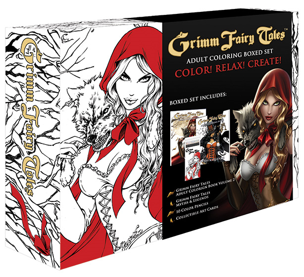 Grimm Fairy Tales Adult Coloring Book Boxed Set Zenescope GFT New
