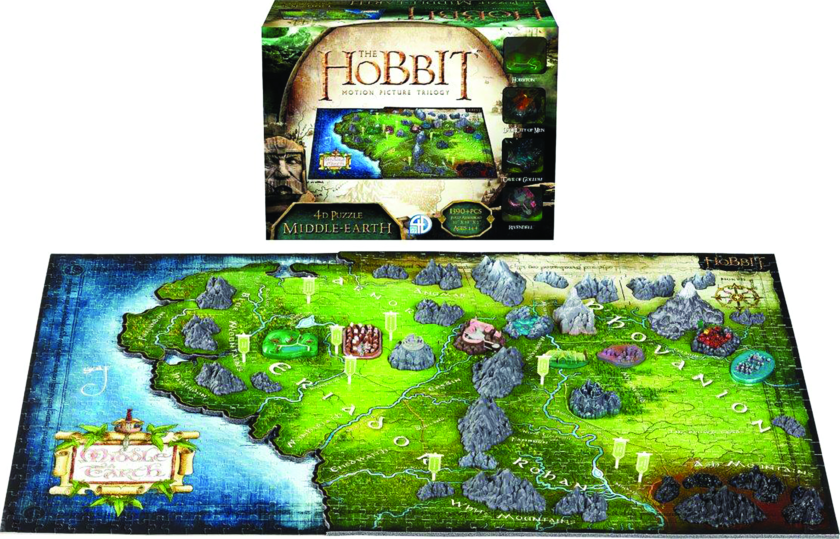 THE HOBBIT 4D Puzzle of Middle Earth ca.76x45x5cm 1390 Teile NEU OVP 