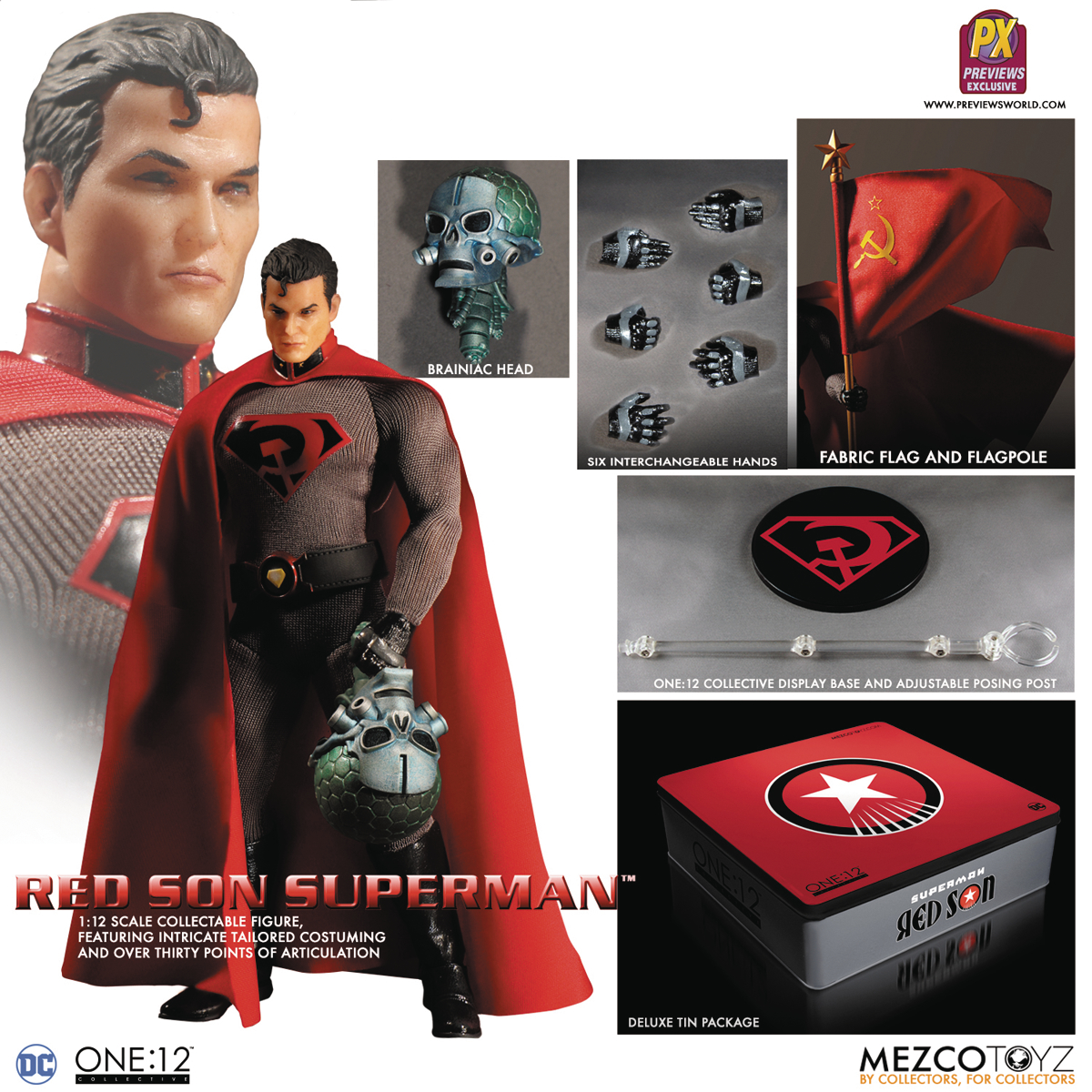 MEZCO PREVIEWS EXCLUSIVE PX SUPERMAN RED SON JUSTICE LEAGUE ONE:12 COLLECTIVE 
