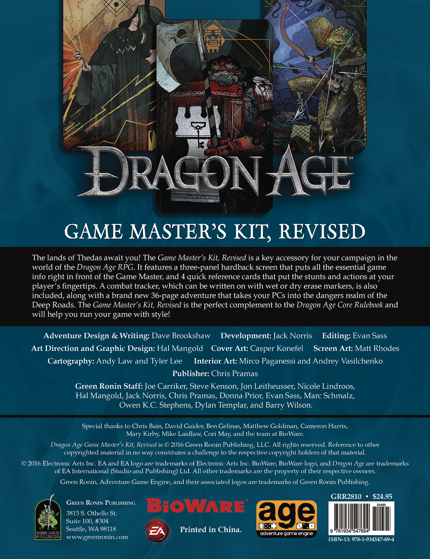 DRAGON AGE RPG GAME MASTERS KIT REVISED ED