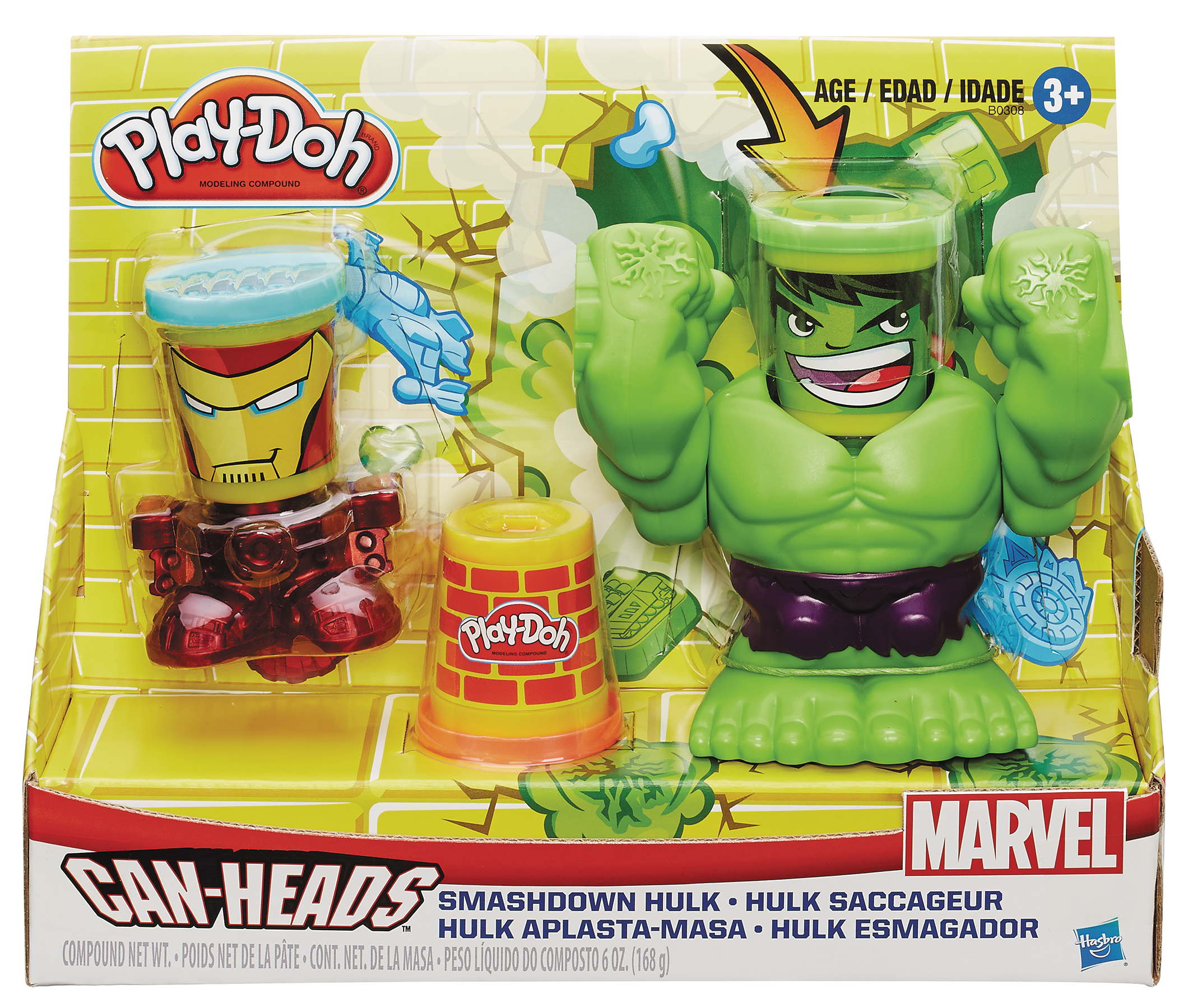New Play-Doh Marvel Super Heroes Can Heads Playset Iron Man Captain America, 