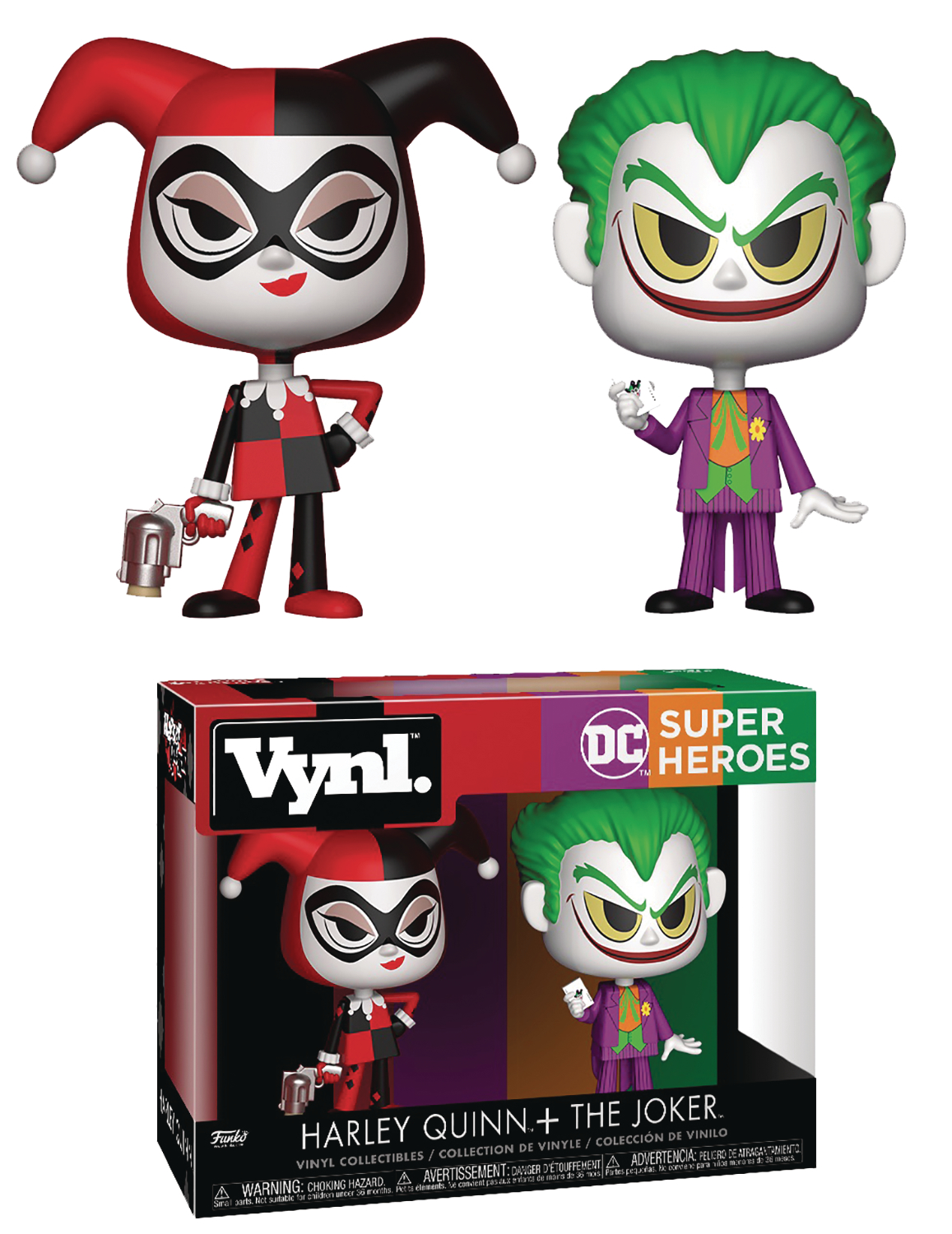 DC Comics Funko Vynl Harley Quinn and Joker Vinyl Figure 2-Pack Bundled with Pop BOX PROTECTOR CASE