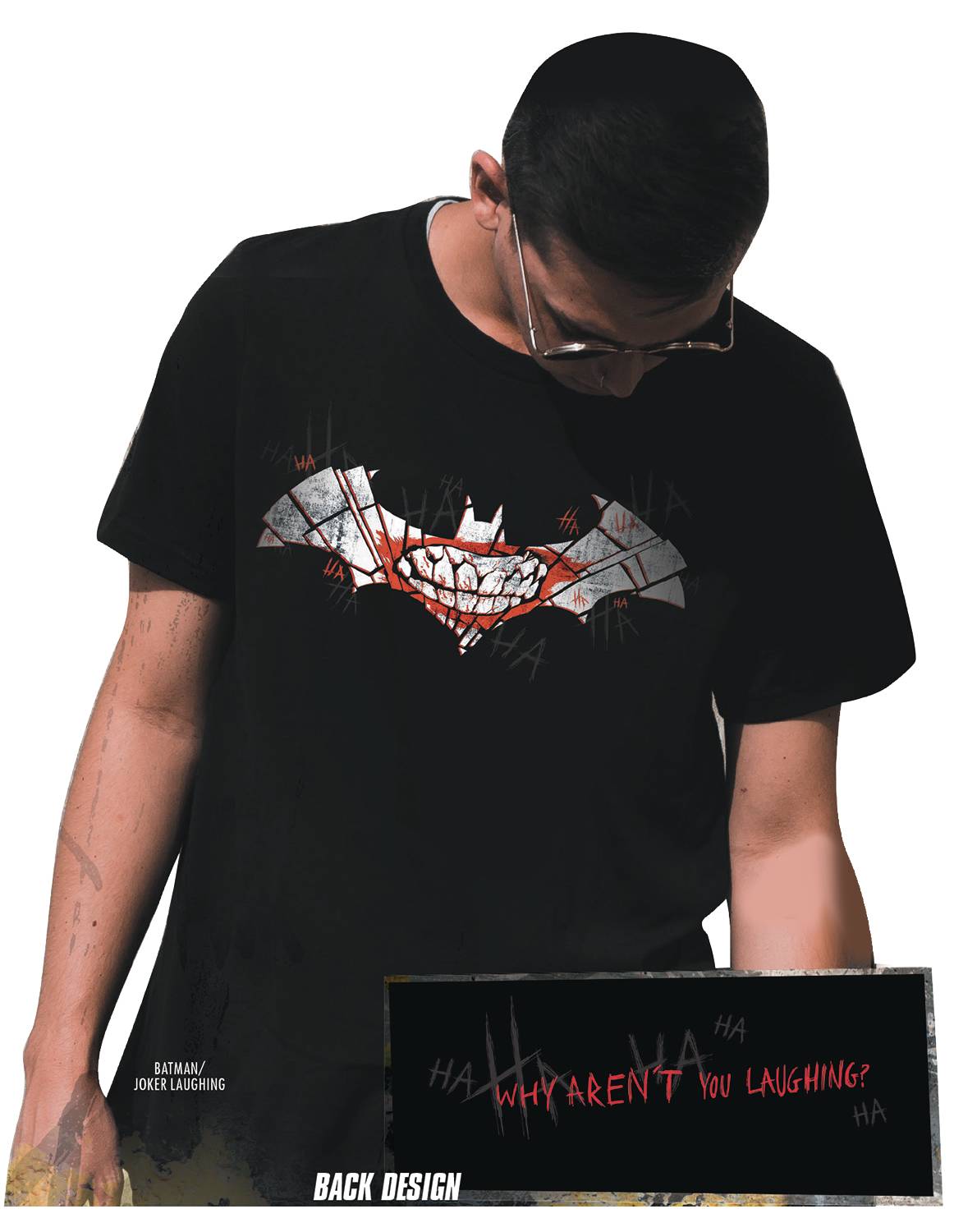 BATMAN/JOKER LAUGHING SYMBOL T/S LG