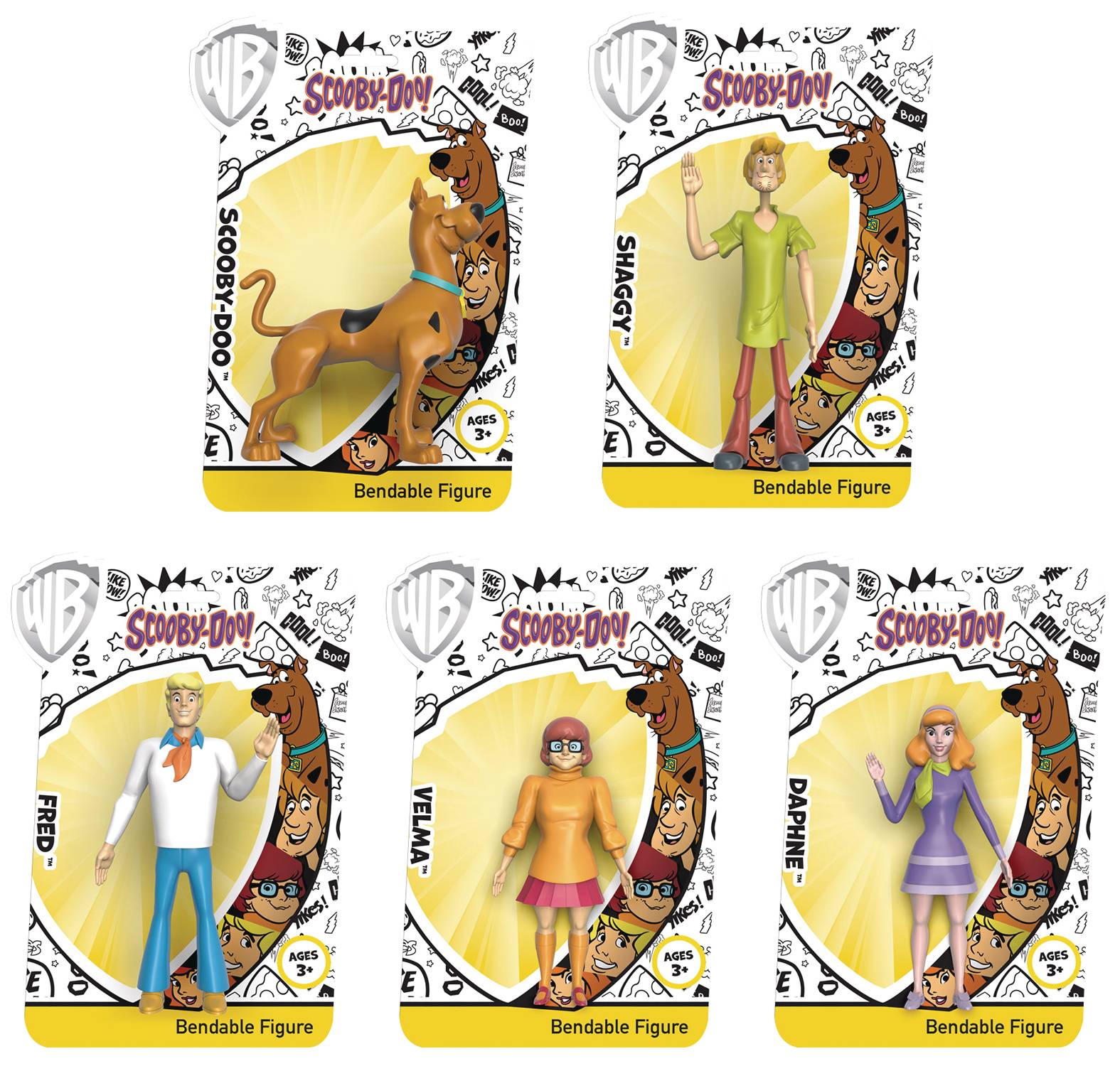 Scooby Doo Velma, Daphne, Fred, Shaggy & Scooby-Doo Bendable Figure Box Set  