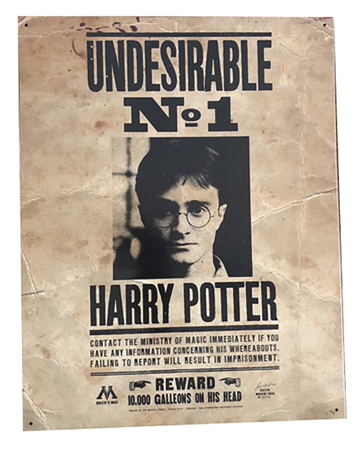HARRY POTTER NUMBER ONE UNDESIRABLE 12X16 TIN SIGN