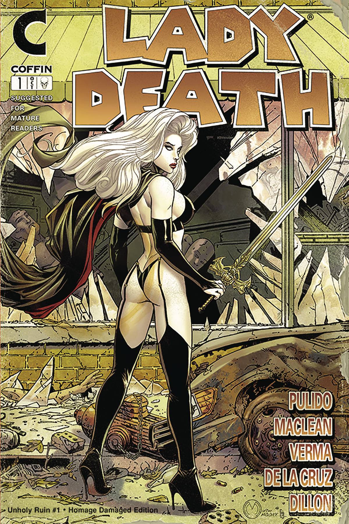 LADY DEATH UNHOLY RUIN #1 DAMAGED HOMAGE EDITION (MR)