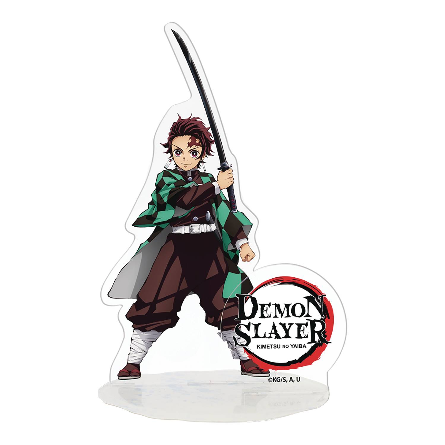 demon slayer tanjiro kamado figure and a 3d led fan spinning hologram
