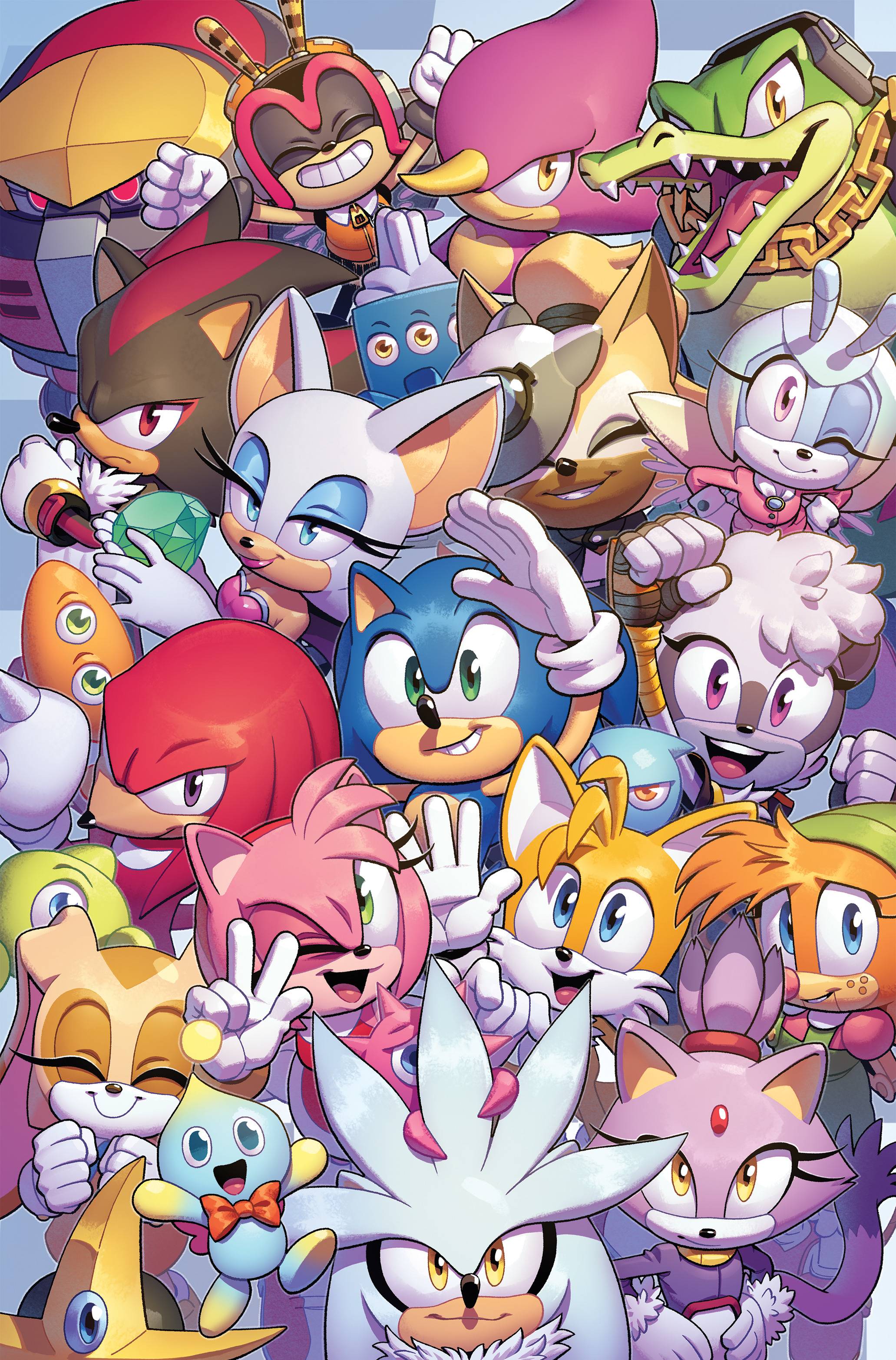 All the sonic the hedgehog characters: sonic, egg man, amy, shadow