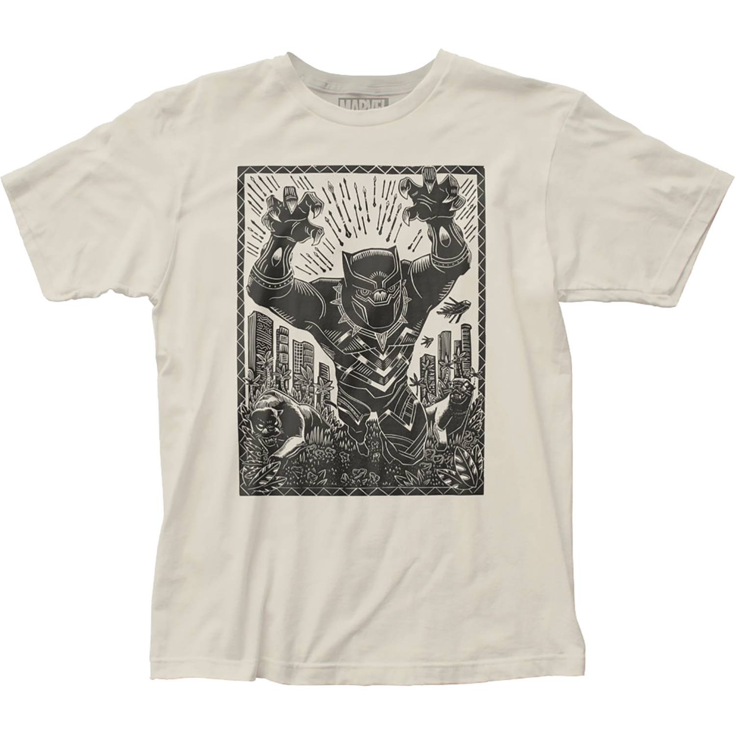 MARVEL BLACK PANTHER WOODCUT T/S SM