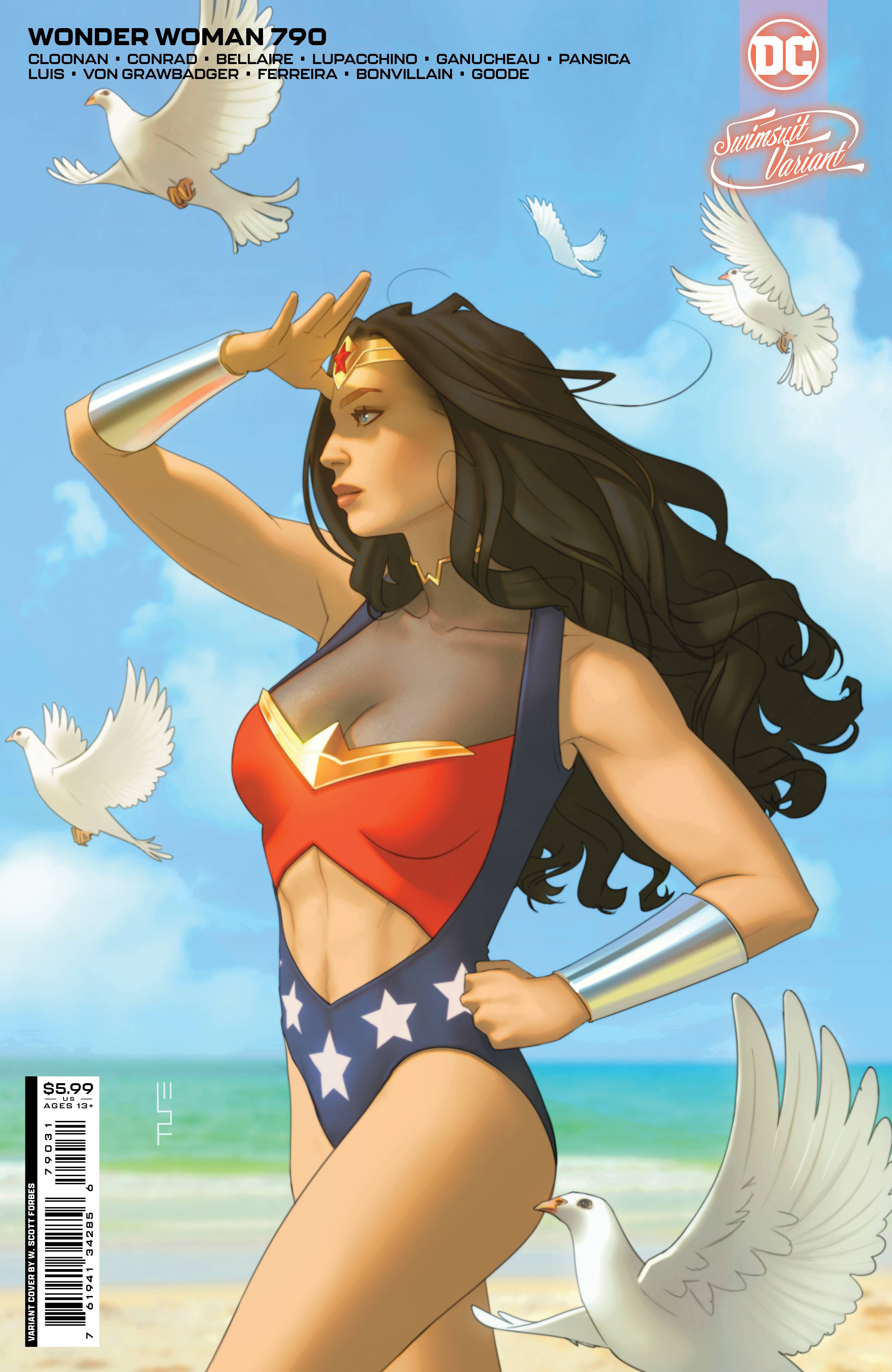MAY229183 WONDER WOMAN 790 CVR C FORBES SWIMSUIT CARD STOCK VAR