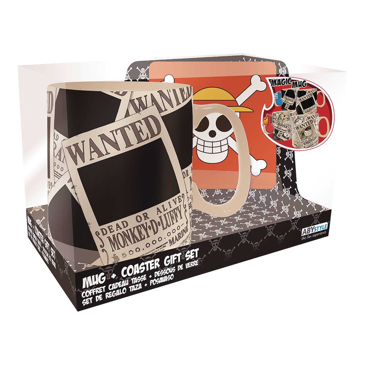 FEB239511 - ONE PIECE WANTED POSTER HEAT CHANGE MUG AND COASTER SET (O/A -  Previews World