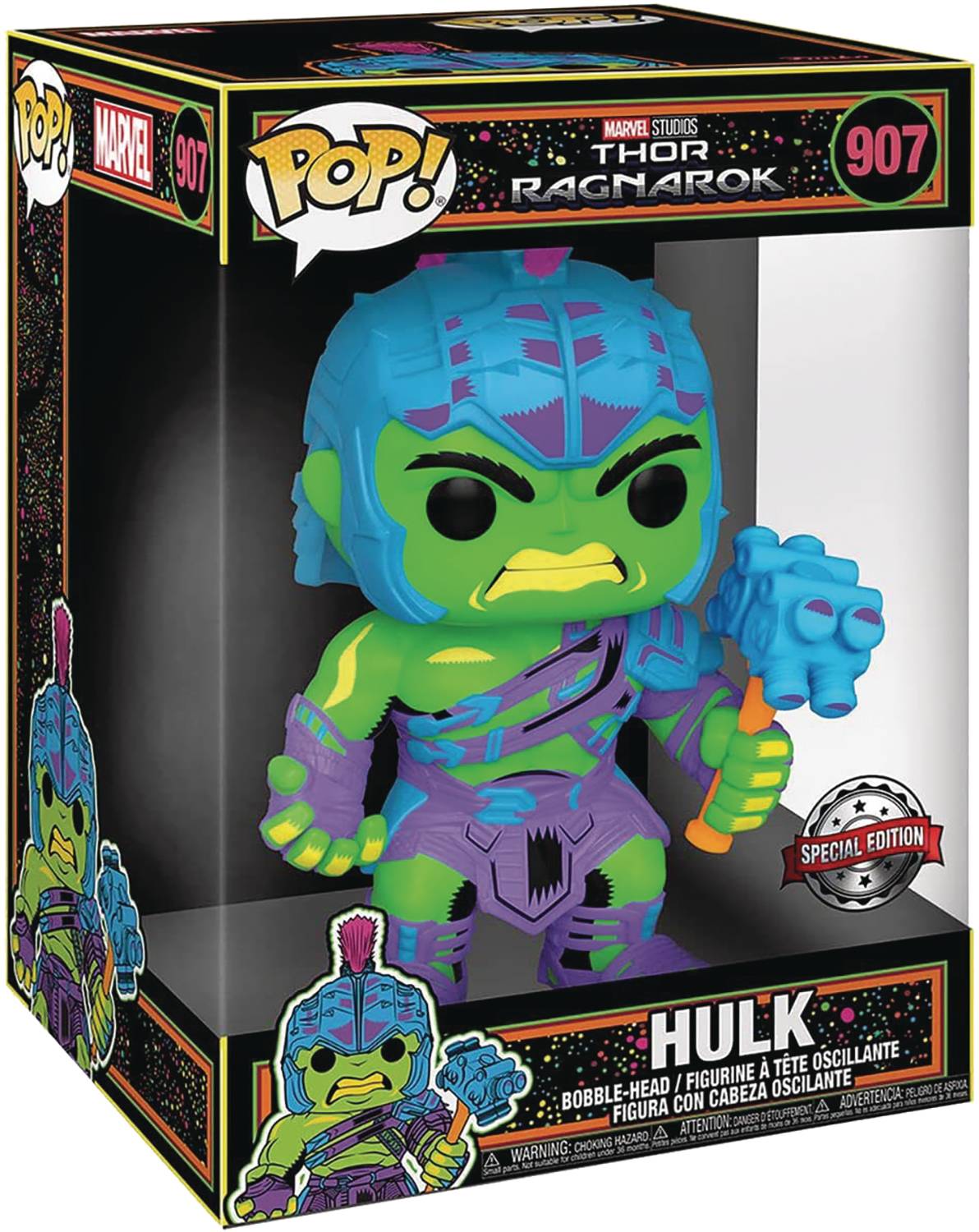 AUG229176 - POP JUMBO MARVEL GLADIATOR HULK BLACKLIGHT VIN FIG